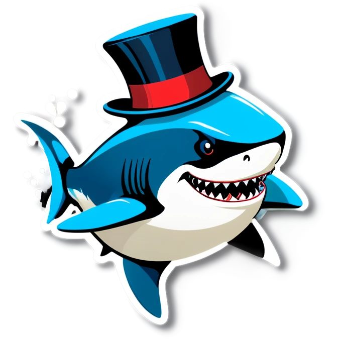 Shark with a top hat emoji