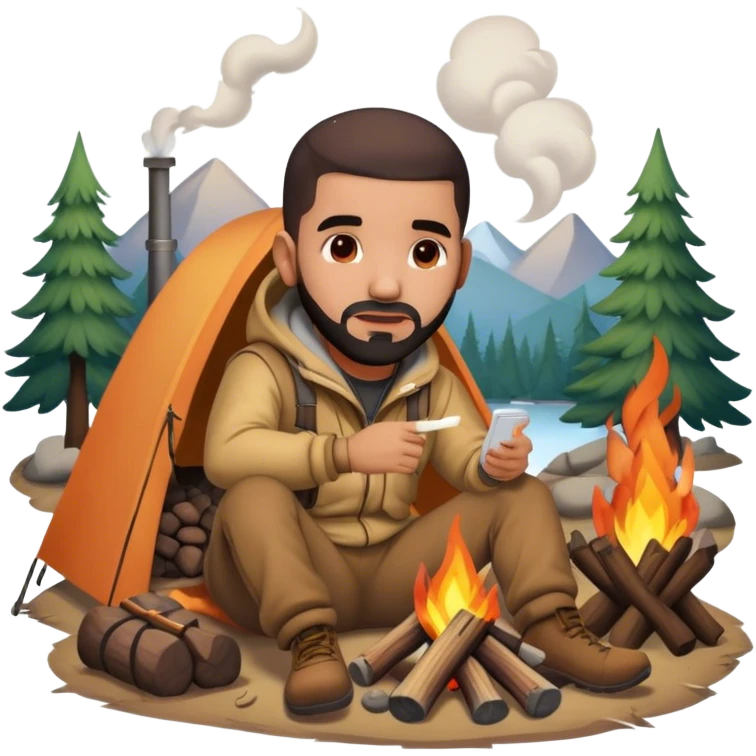 Drake warming up by the campfire emoji