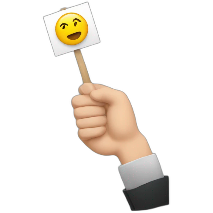 Hands in strike holding a poster with « YES. » on it emoji
