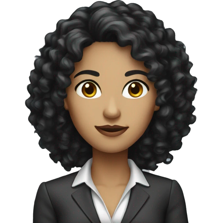 executive Long black Curly hair woman black eyes  emoji