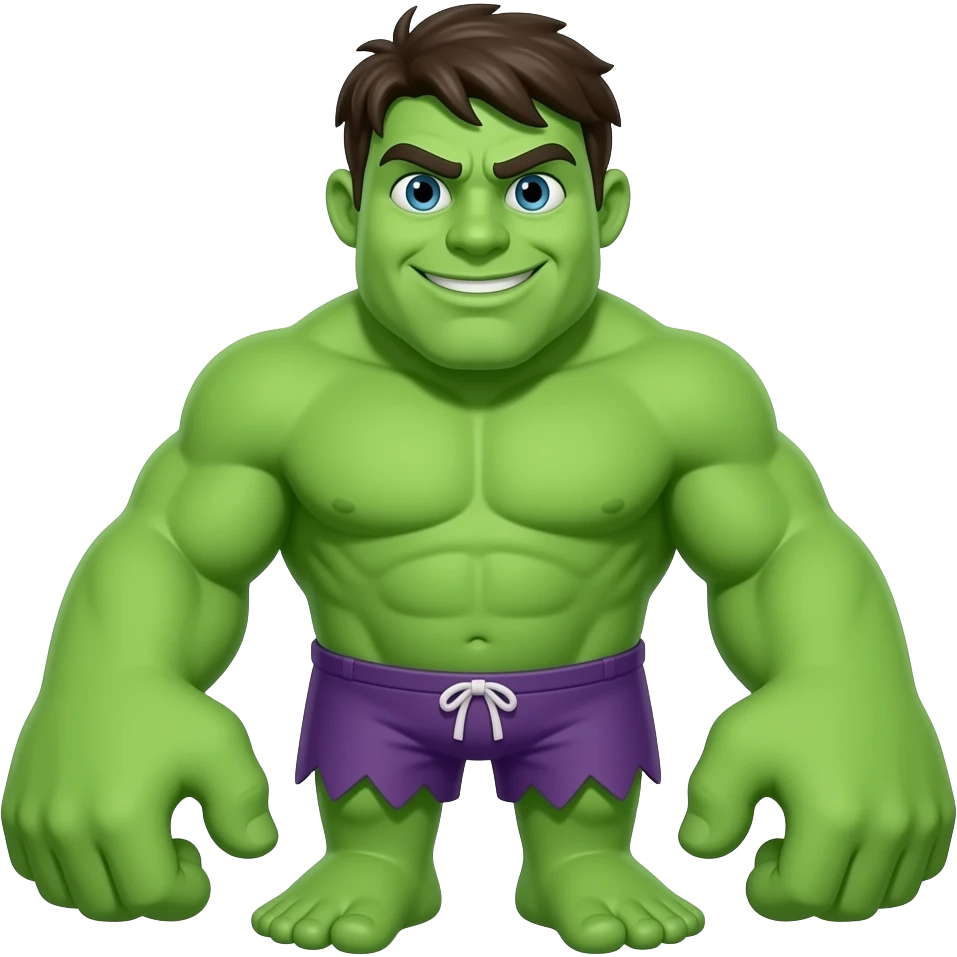 I big buff green guy with purple shorts emoji