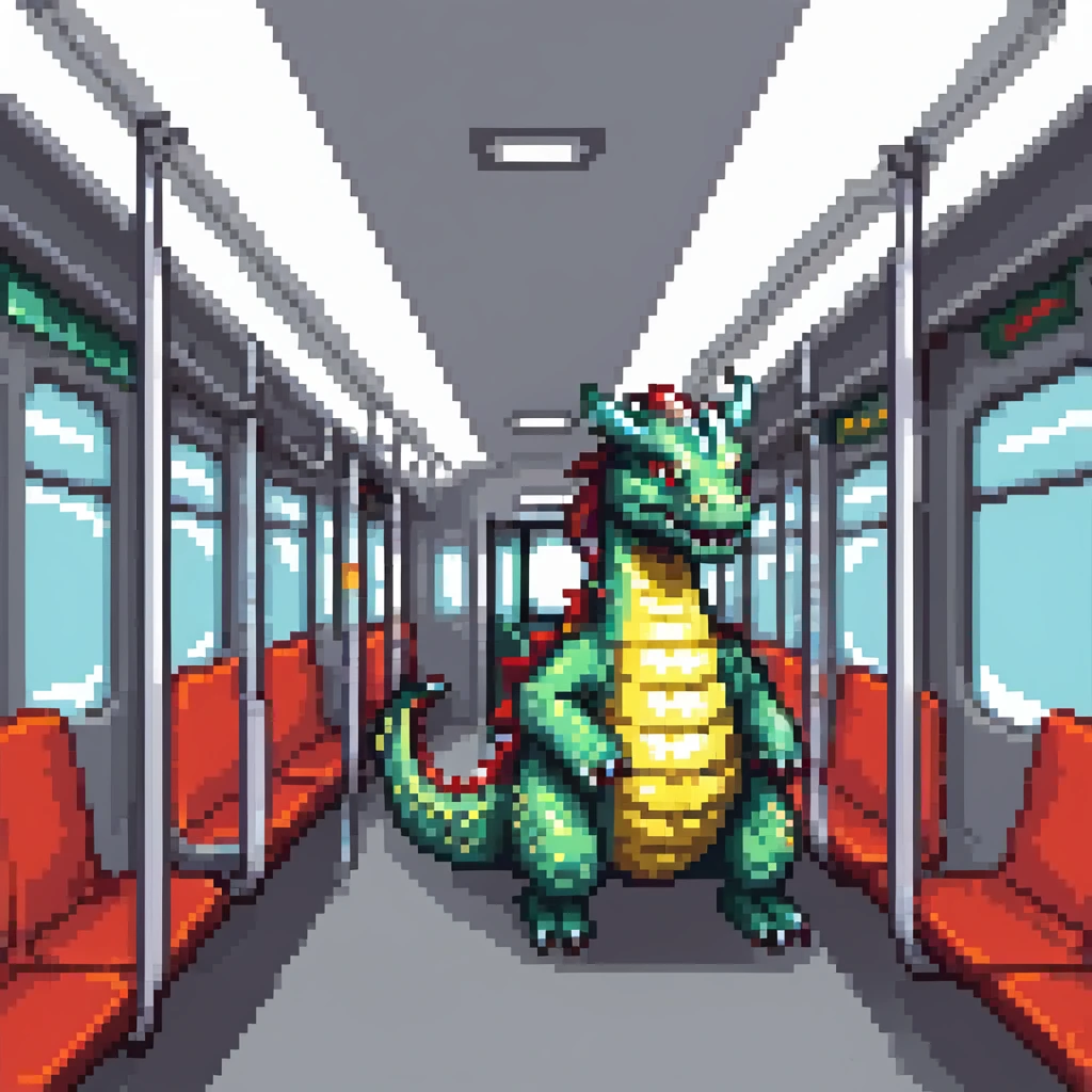 dragon riding in a metro train emoji
