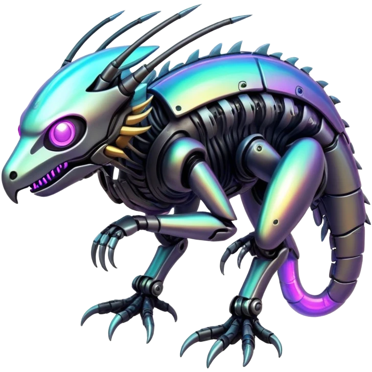 Cyberpunk complex iridescent aesthetic-scenery-Fakémon-creature emoji