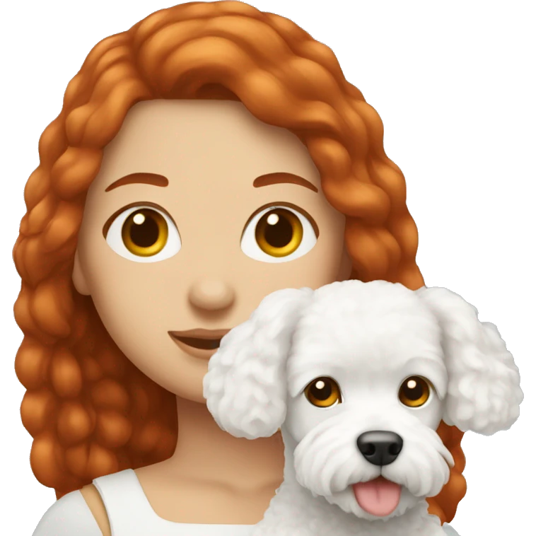 redhead girl with bichon frise emoji