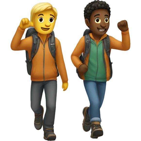 2 friends going to mountain  emoji
