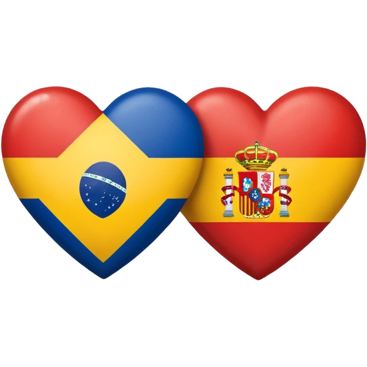 Corazon dividido, que en el fondo una mitad sea bandera esoañola y la otra de brasil emoji