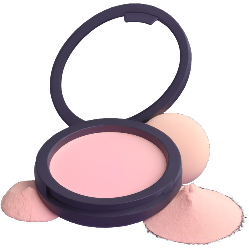 fluffy powder puff with loose makeup powder emoji