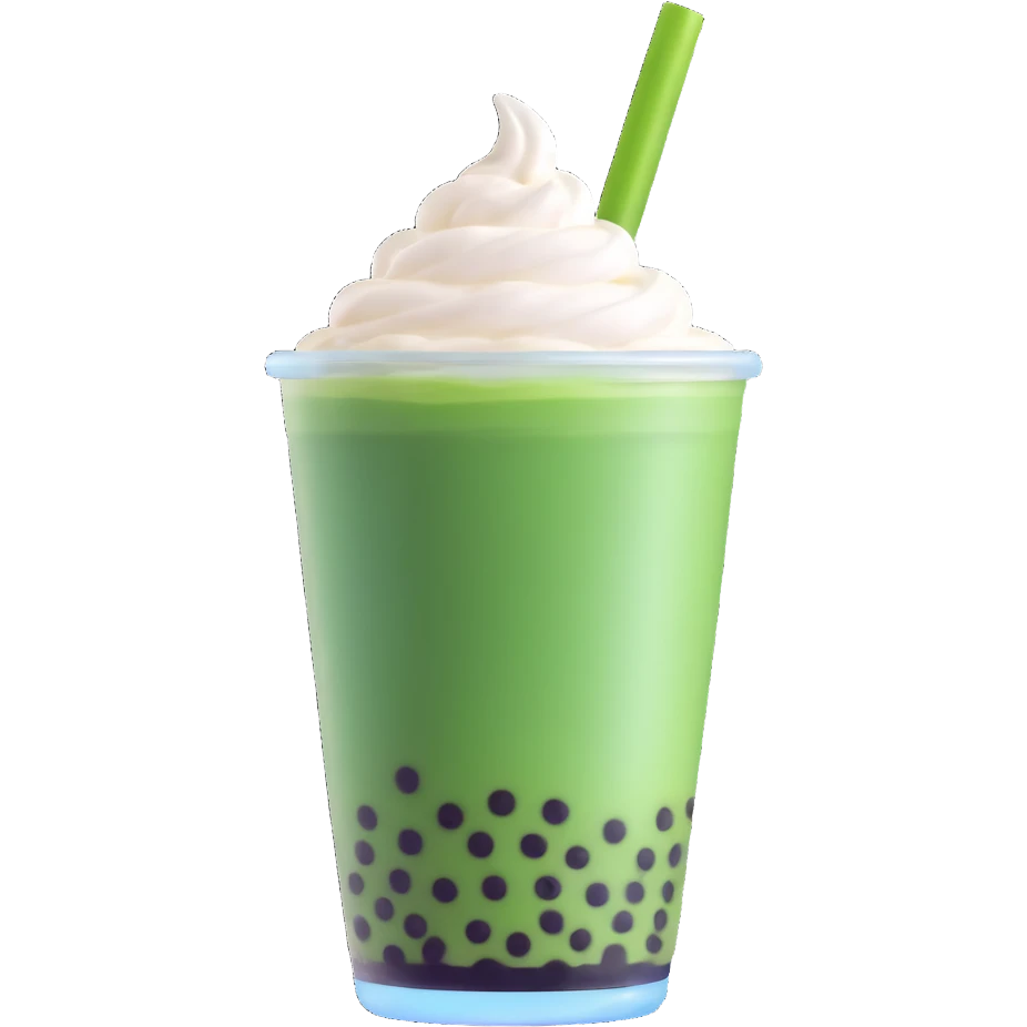 green bubble tea with whipped cream on top emoji