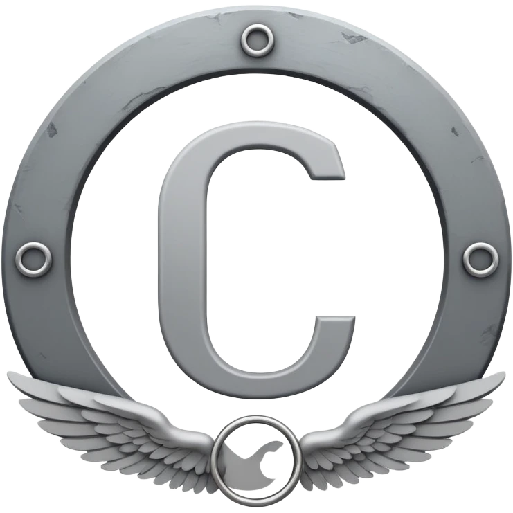 Letter C in multiple different shades of gray from light to dark, 50 shades of gray C, with angel halo emoji