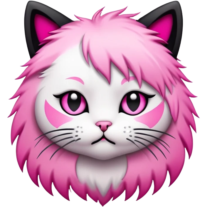 emo kitty heartbroken with black and pink accents emoji