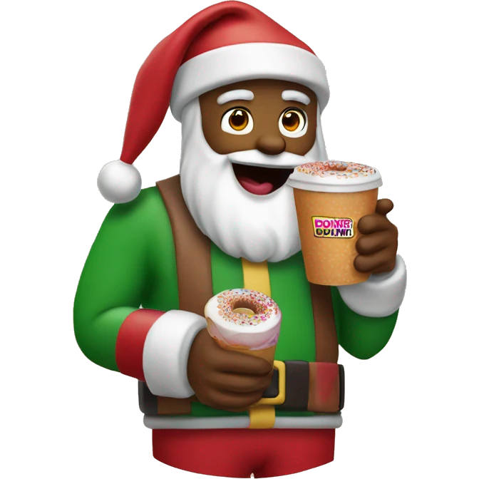 Santa drinking Dunkin’ Donuts emoji