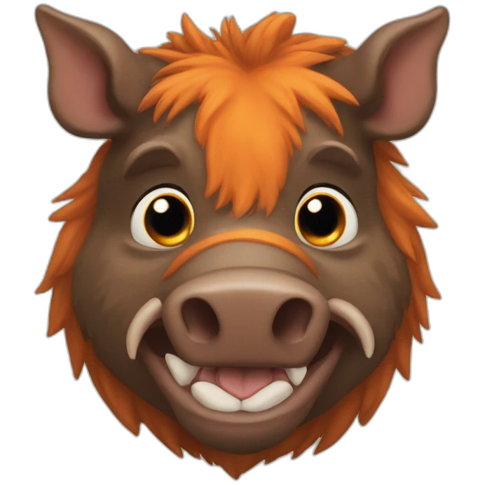 anthropomorphic brown boar with orange cheecks emoji