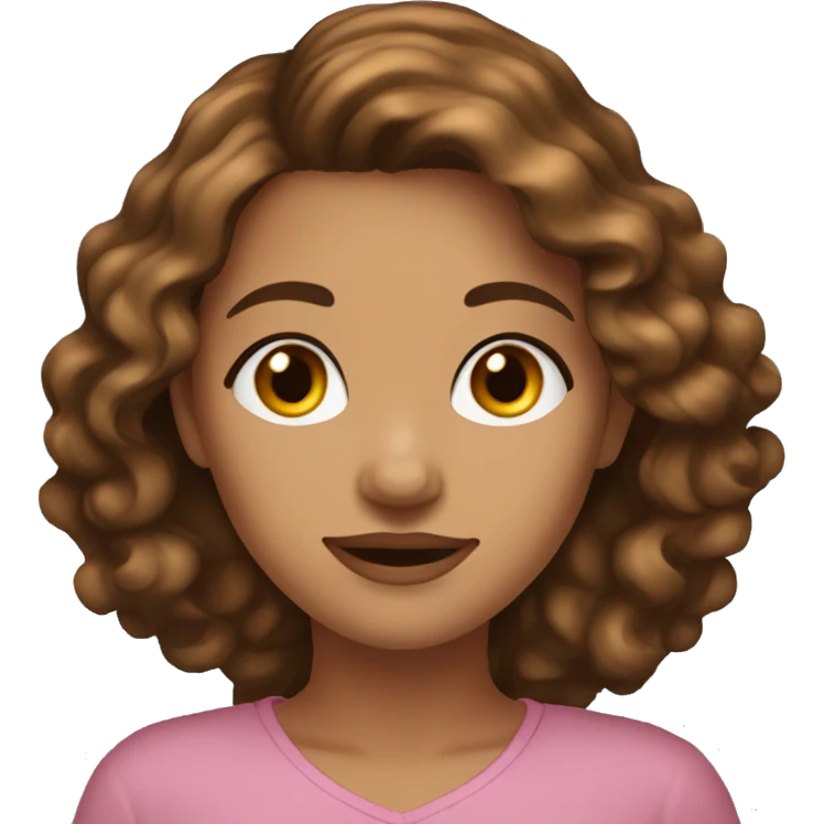 create a female with her hands her chin,wavy brown hair , big earrings and brown/ hazel brown eyes   emoji