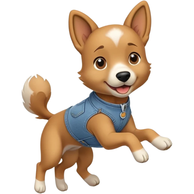 female dog anthropomorphised wearing jeans and a t-shirt jumping pose walking upright emoji