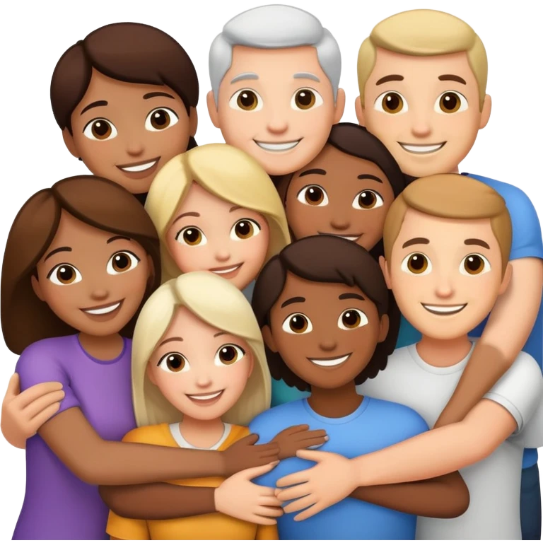 Group hug of diverse people emoji