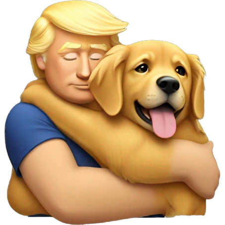 donald trump hugging a golden retriever  emoji