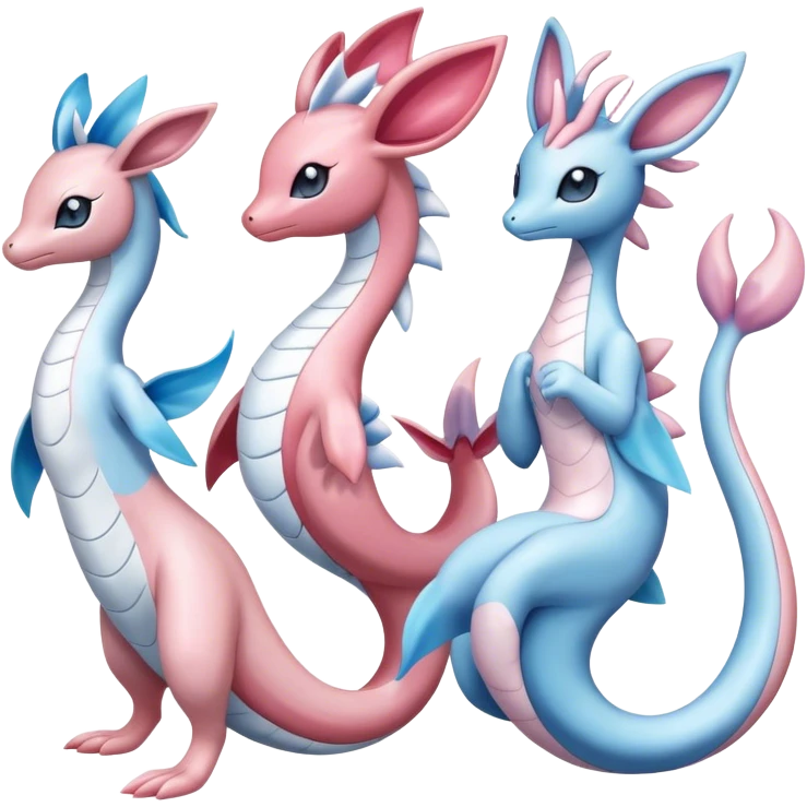 Milotic-Sylveon-Primarina-Dragonair-Pokémon full body emoji