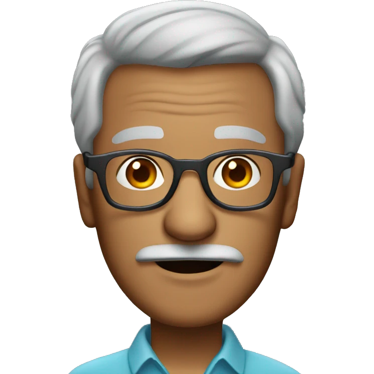 Grandpa with grey hair and gray mustache and wearing tortoise eyeglasses emoji
