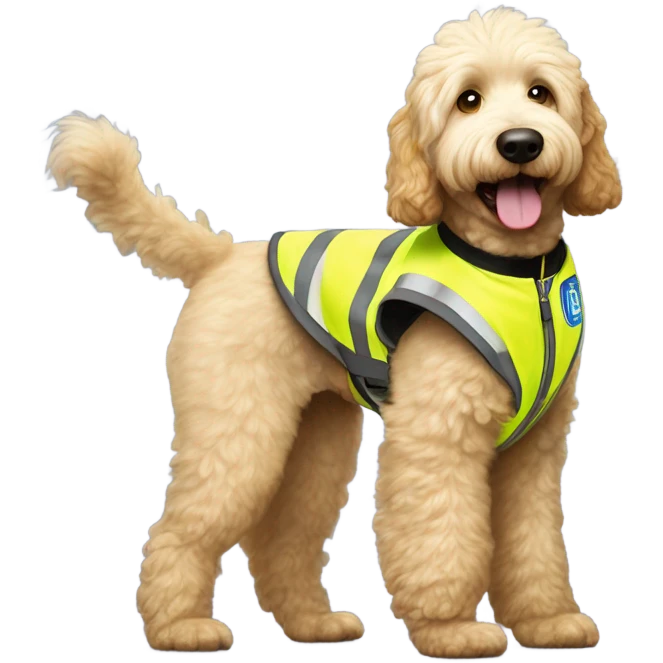 Golden doodle directing traffic emoji