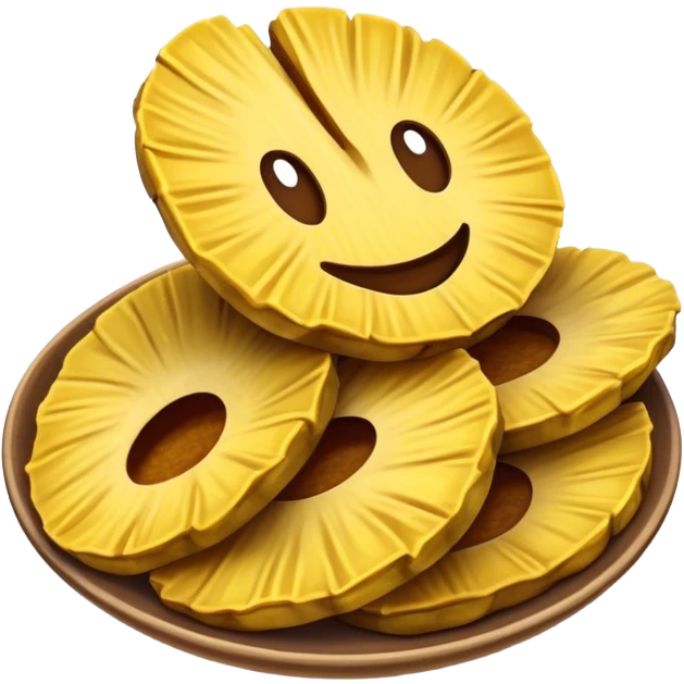 Cinematic Realistic Patacones Dish Emoji, depicted as twice-fried plantain slices with a crispy exterior rendered with detailed textures and dynamic, inviting lighting. emoji