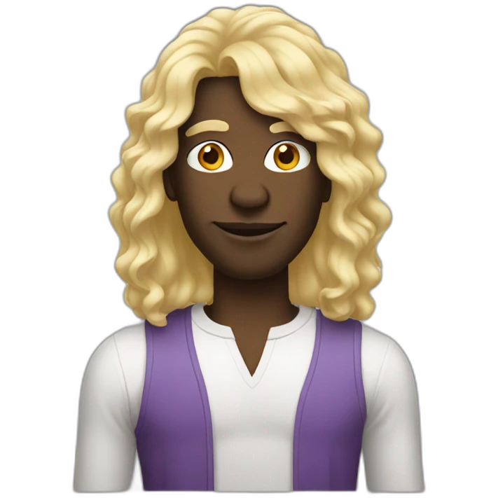 Black man in long blonde wig emoji