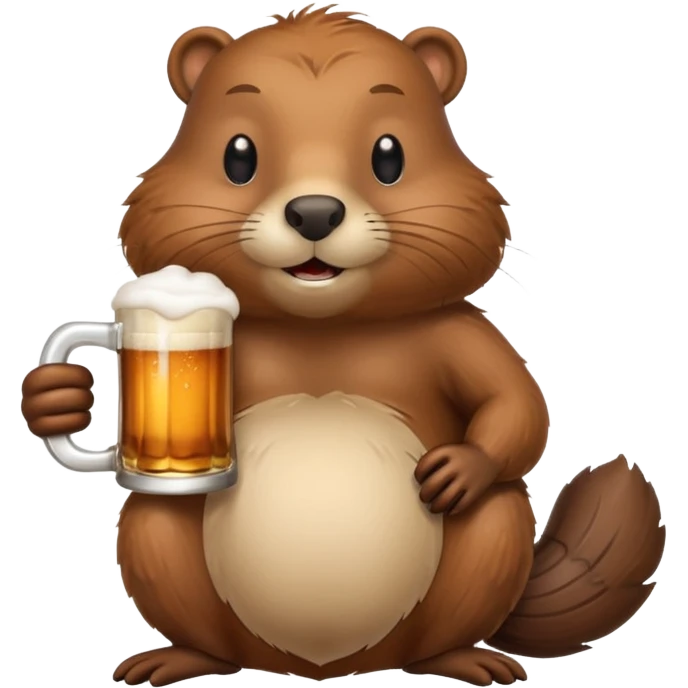 A relaxed beaver leaning back with a foamy beer mug emoji