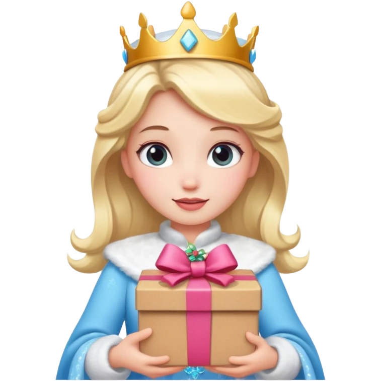 White Snow princess hold carton box gift emoji