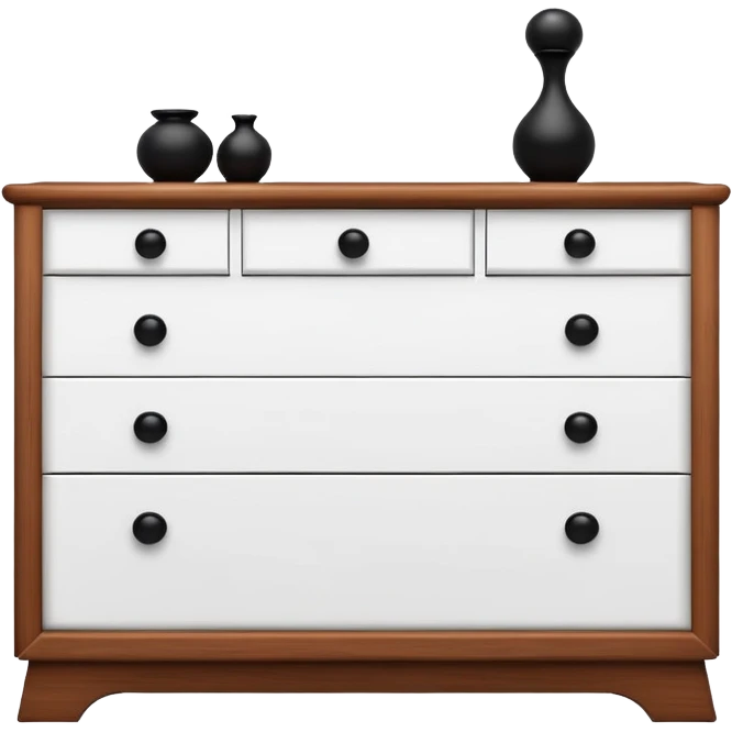 sleek white dresser with black knobs, minimalist charm emoji