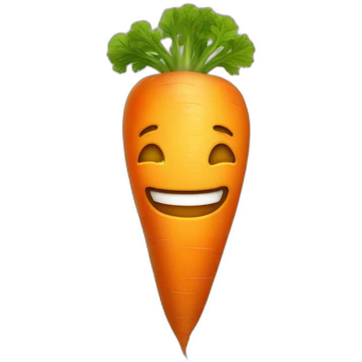 a glowing carrot with a human like smile emoji