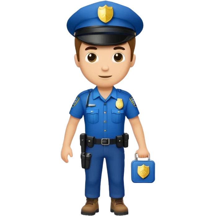 Adventurous man hiking with a police badge emoji