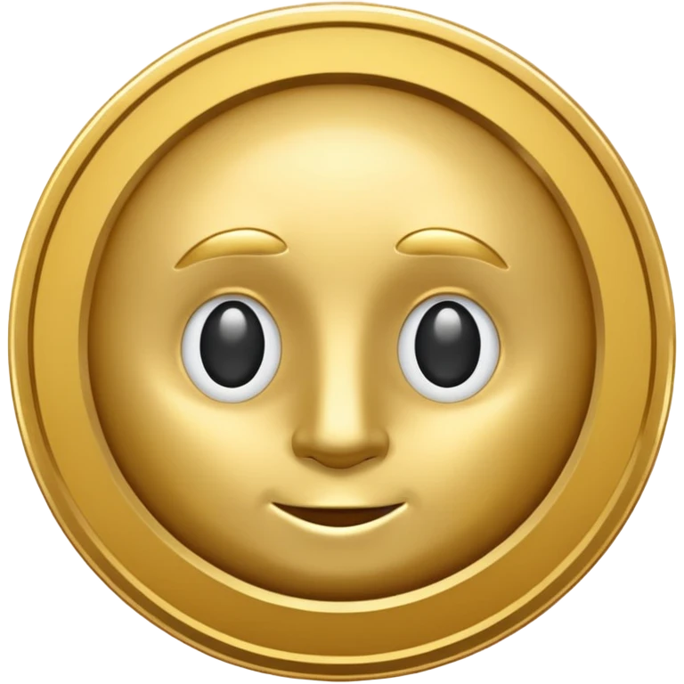 gold token emoji style with simple rim, mascot head only, minimal details, no shadows, centered, transparent background, slightly rounder face emoji