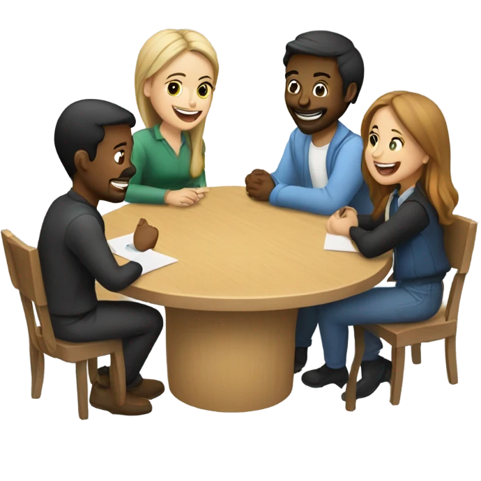 happy meeting at a round table emoji