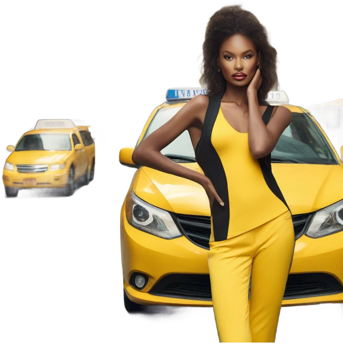 Photo of Victoria secret model posing by a taxi  emoji