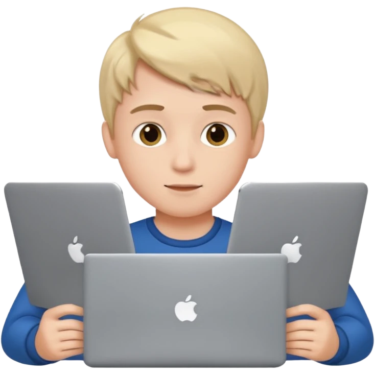 boy with laptop. emoji