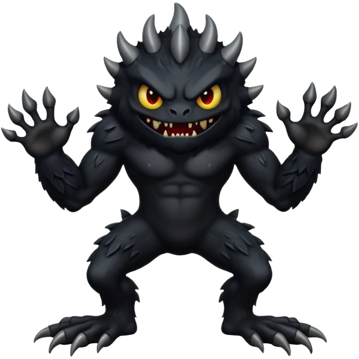 Scary, black monster with feet and arm emoji