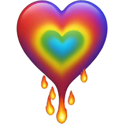 Rainbow heart burning emoji