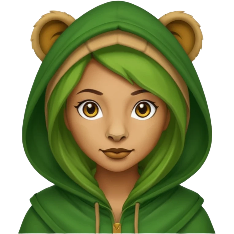 green Hooded lion woman emoji