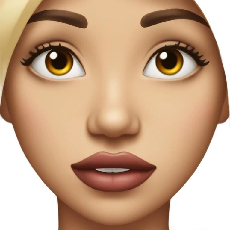 A girl with massive lips,really long eyelashes  emoji