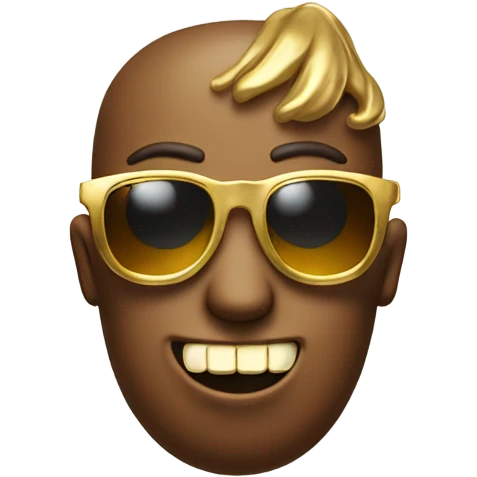 Poop emoji with gold teeth and gold sunglasses  emoji