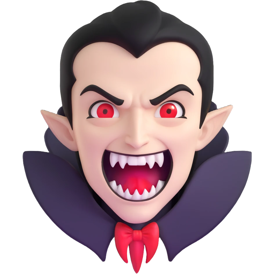 Vampire with sharp extended fangs emoji