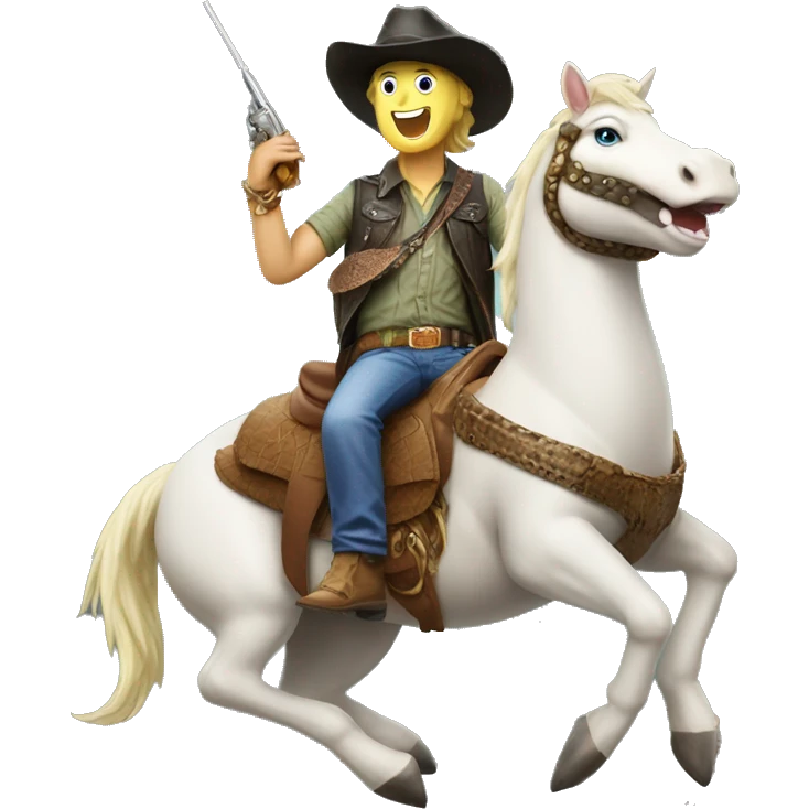 crocodile dundee riding a unicorn emoji
