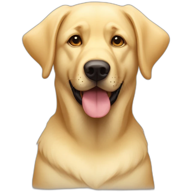 Light yellow lab one floppy ear one stand up ear  German shepherd face mutt chubby face emoji