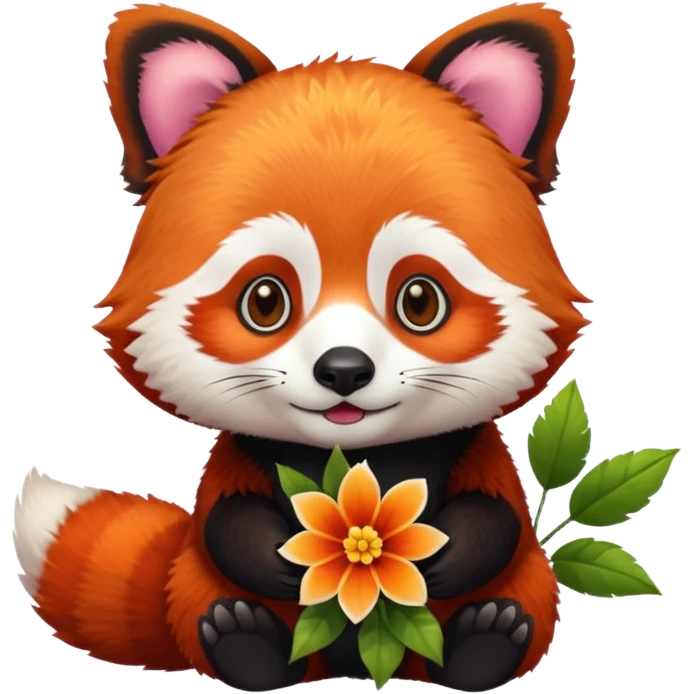 Red panda with a flower emoji