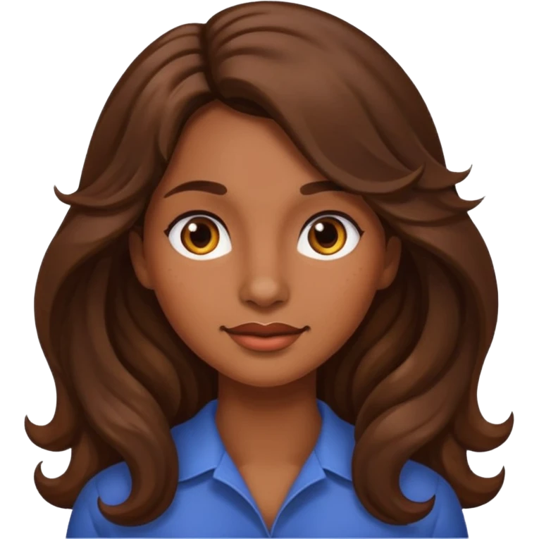 Uma mulher morena de cabelo onduladoe longo e um sinal na bochecha emoji
