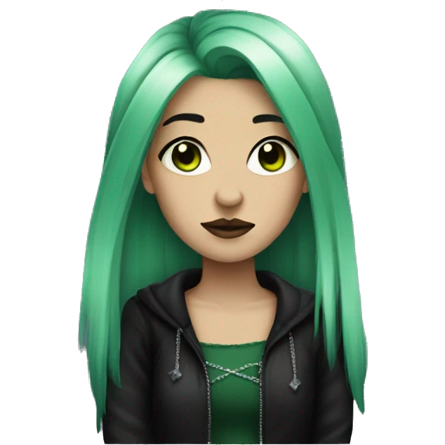 goth girl with green hair emoji