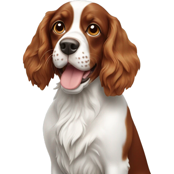 Red and white french britanny spaniel dog emoji