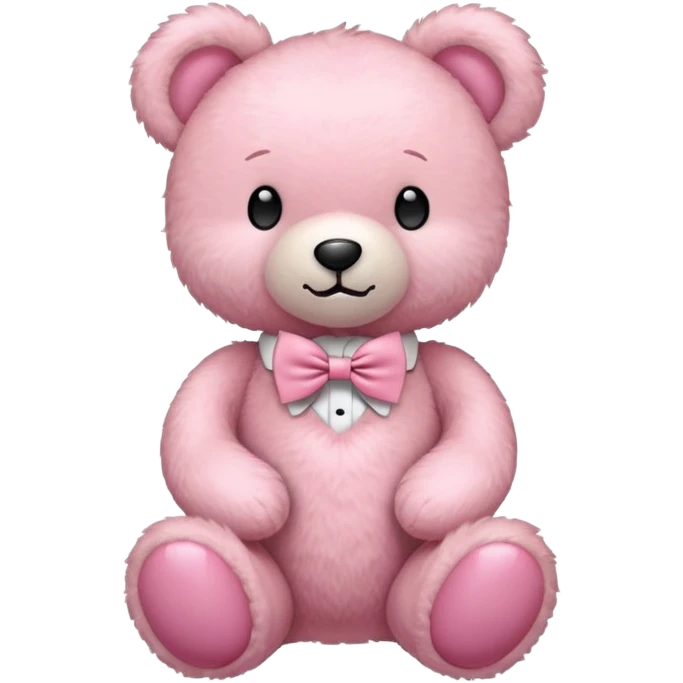 light pink teddy bear with pink bow tie emoji
