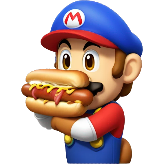 Mario Bros eating hot dog emoji