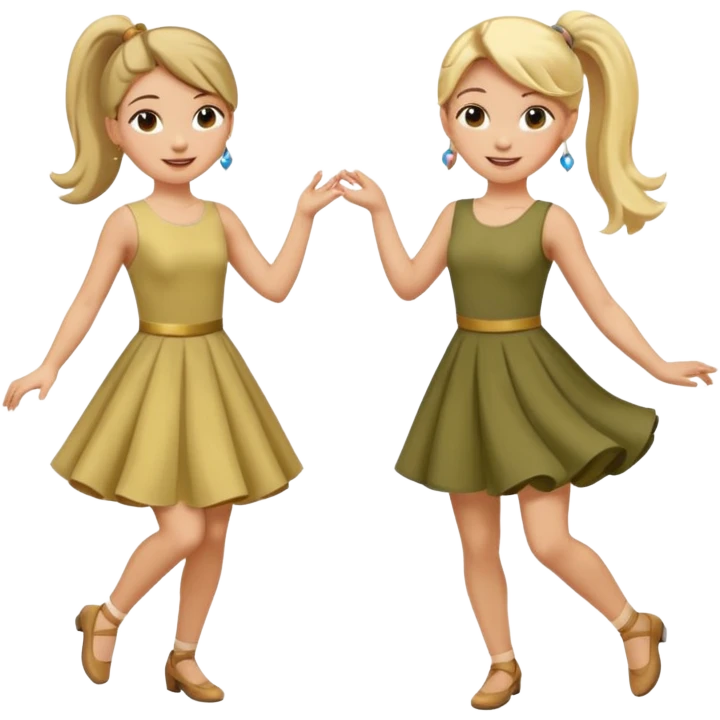 two girls dancing one is blond and one is brunette emoji