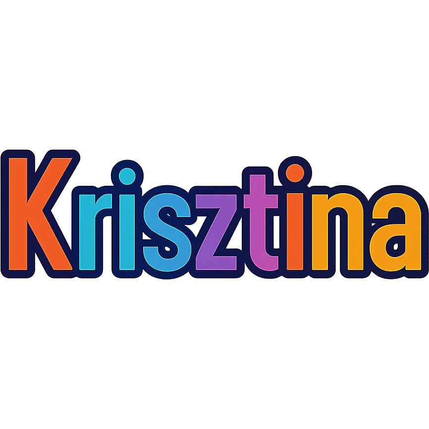 Krisztina name with colorful, varied gradient, modern font, dark outline, transparent background, in the style of sample images emoji